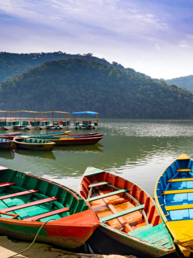 Boats,In,Fava,Lake,Pokhara,Nepal.,Famous,Tourist,Place,In